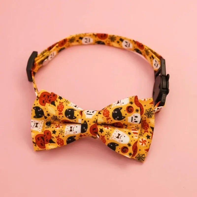 Halloween Pet Bow Tie Collar ๐ Adjustable Cat & Dog Charm Collar ๐พ