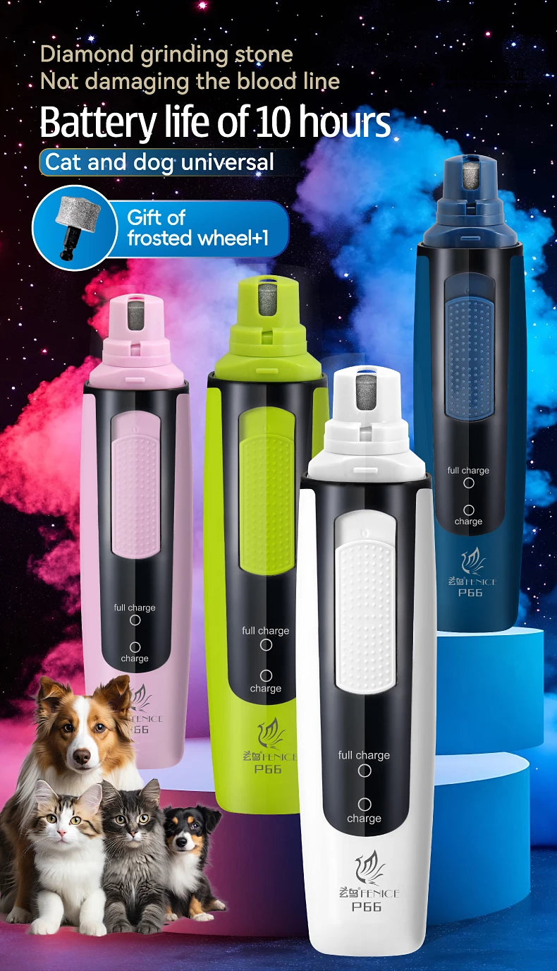 ๐ Electric Pet Nail Grinder ๐พ Rechargeable & Quiet with Diamond Head (P66)