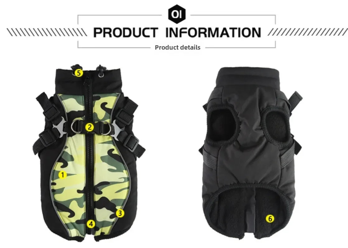 ๐งฅ Winter Dog Jacket ๐ Reflective Harness Coat with Zipper for Small Pets