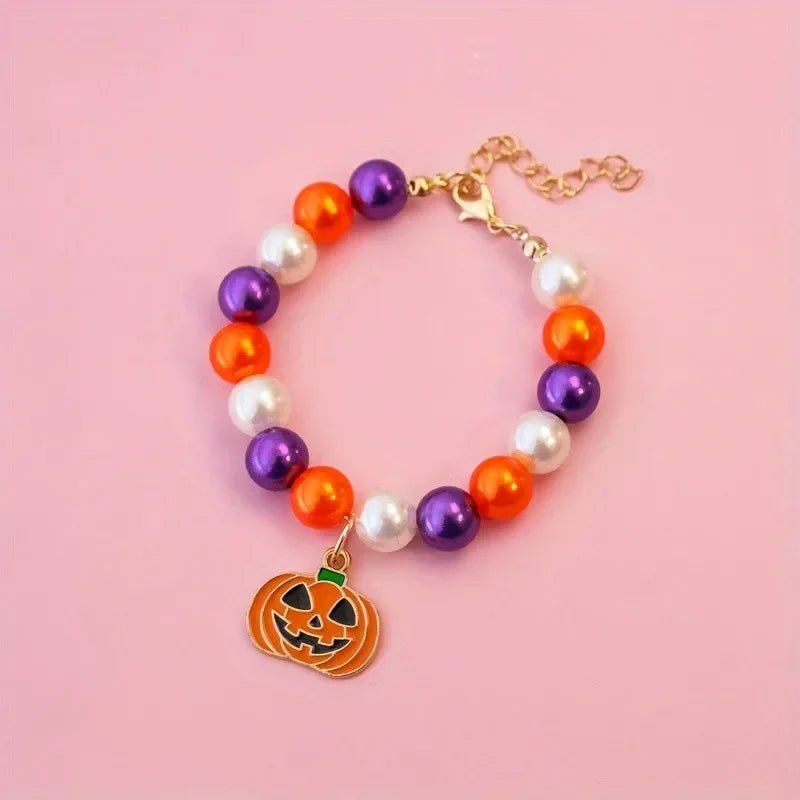 Halloween Pet Pearl Necklace ๐โจ Fancy Beaded Jewelry for Cats & Small Dogs
