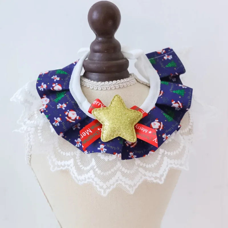 ๐ Christmas Pet Lace Scarf ๐ Holiday Bib for Cats & Small Dogs