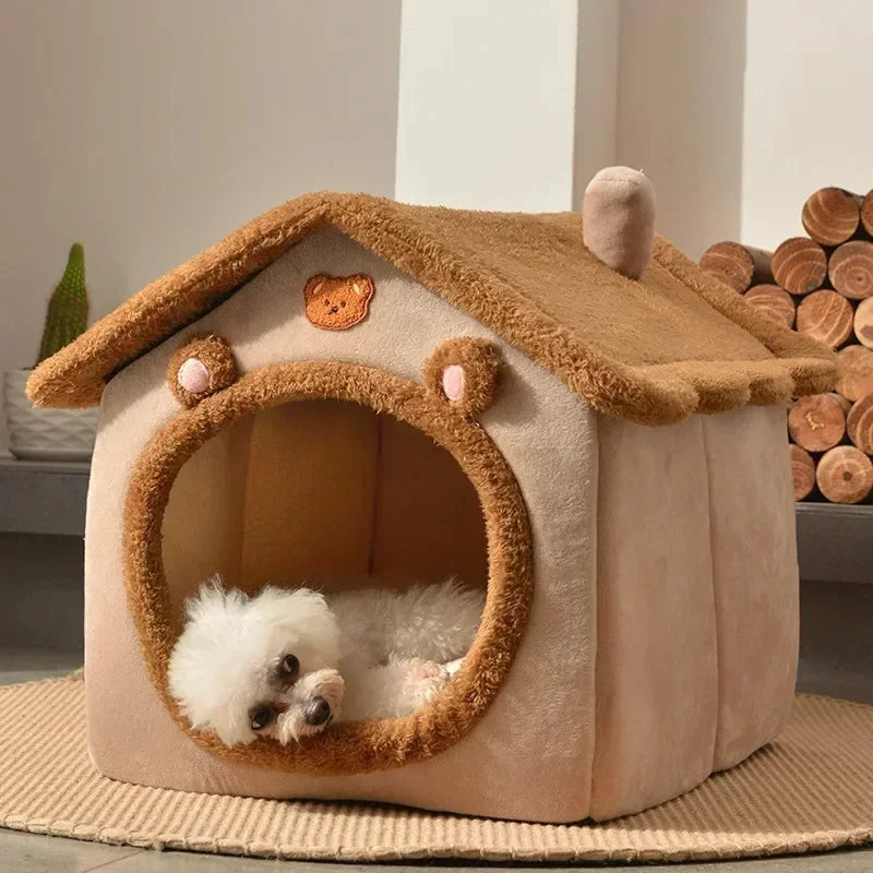 ๐ Cozy Foldable Pet House โ Warm Winter Nest for Small Dogs & Cats