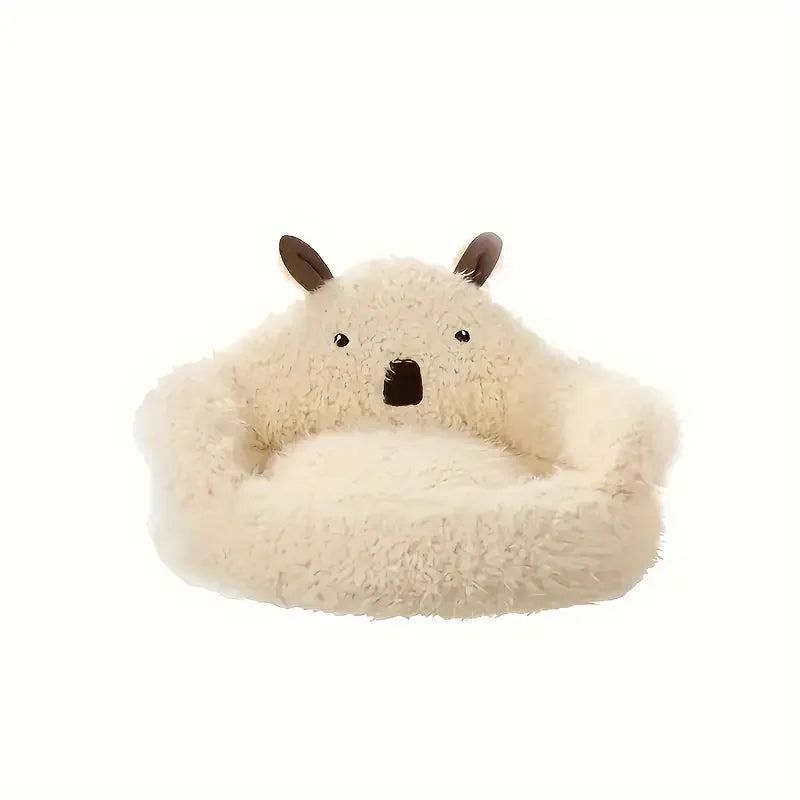Alpaca-Shaped Winter Pet Bed โจ Soft & Cozy Detachable Nest for Small Cats & Dogs