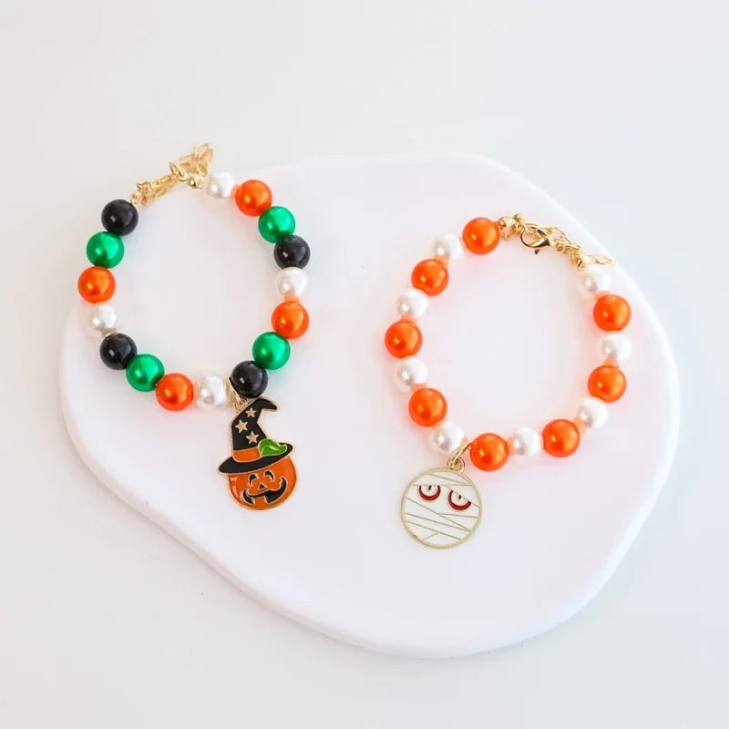 Halloween Pet Pearl Necklace ๐โจ Fancy Beaded Jewelry for Cats & Small Dogs