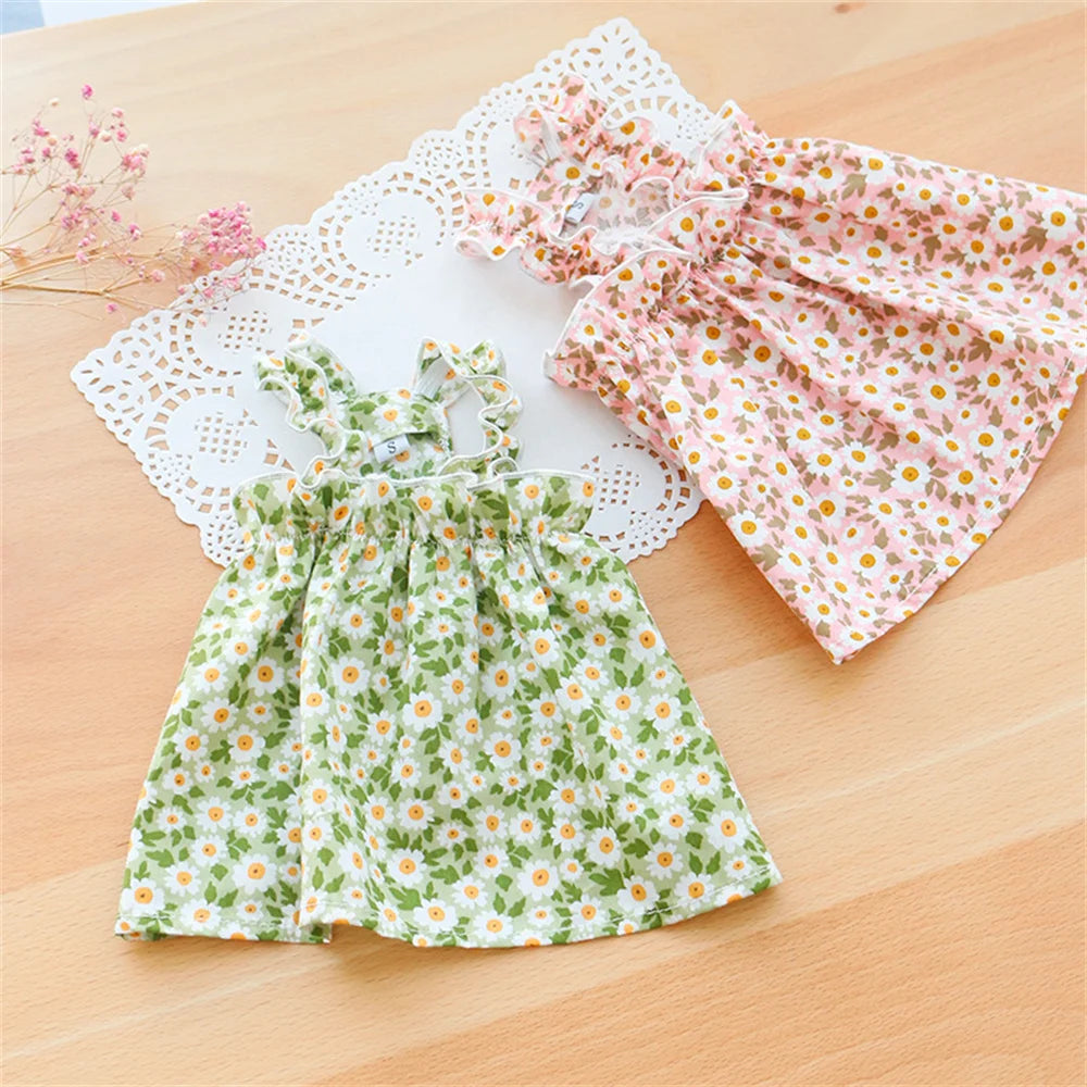 ๐ธ Cat Summer Dress ๐พ ๐ Cotton Floral Suspender Outfit for Sphynx & Small Pets