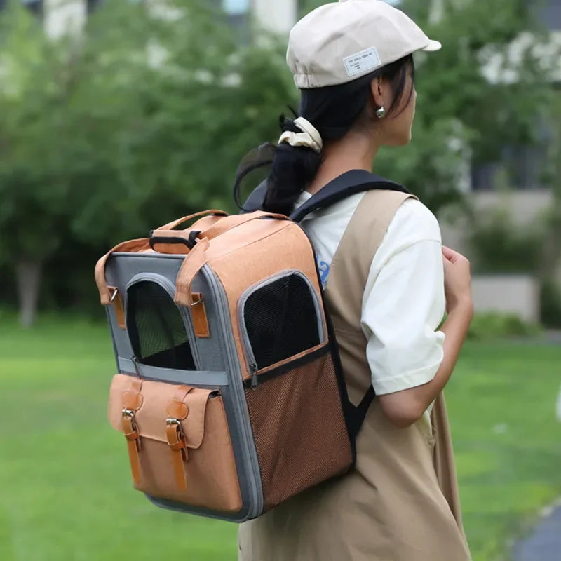 ๐ Foldable Pet Carrier Backpack ๐ โ Travel Bag for Cats & Small Dogs (Up to 10kg)
