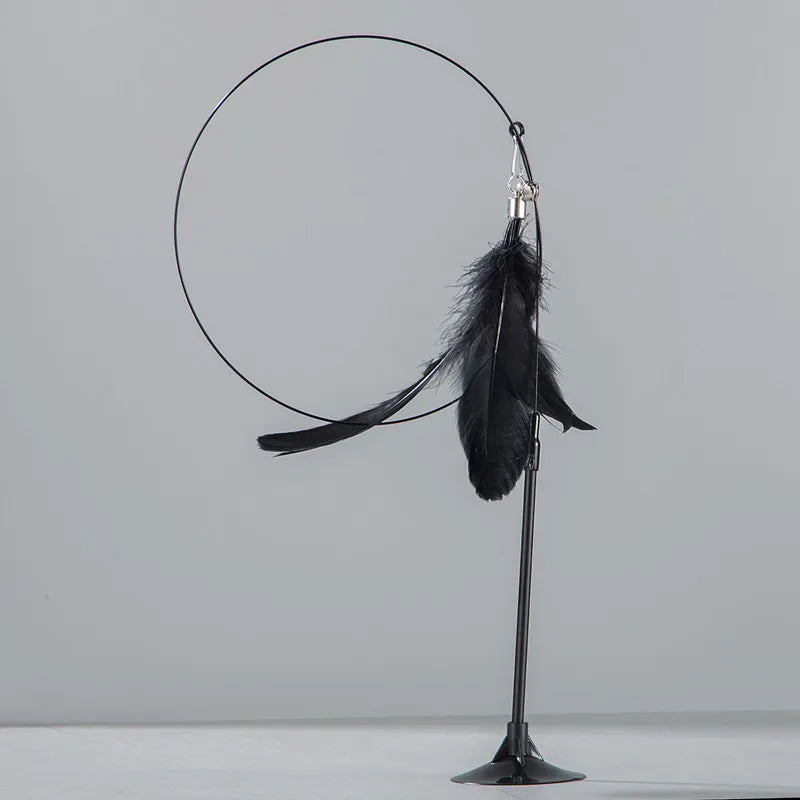 ๐พ Feather Cat Toy ๐ฃ Interactive Wand with Suction Base