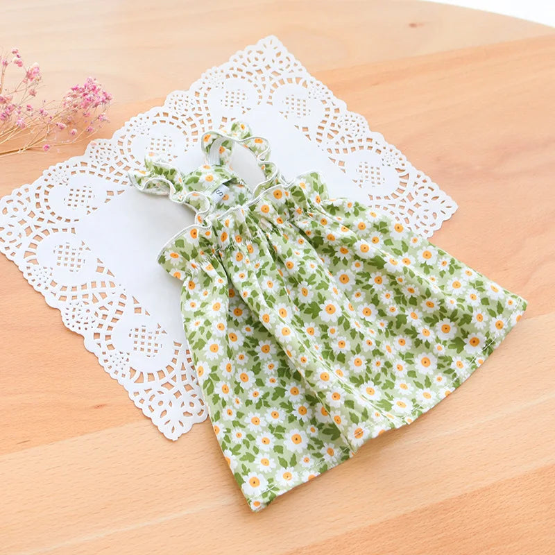 ๐ธ Cat Summer Dress ๐พ ๐ Cotton Floral Suspender Outfit for Sphynx & Small Pets