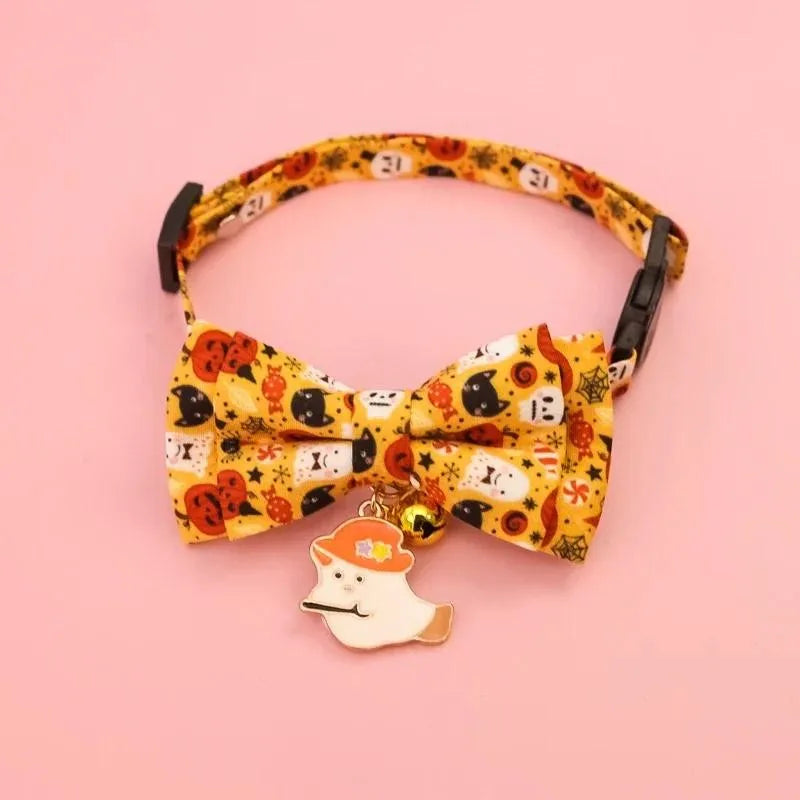 Halloween Pet Bow Tie Collar ๐ Adjustable Cat & Dog Charm Collar ๐พ