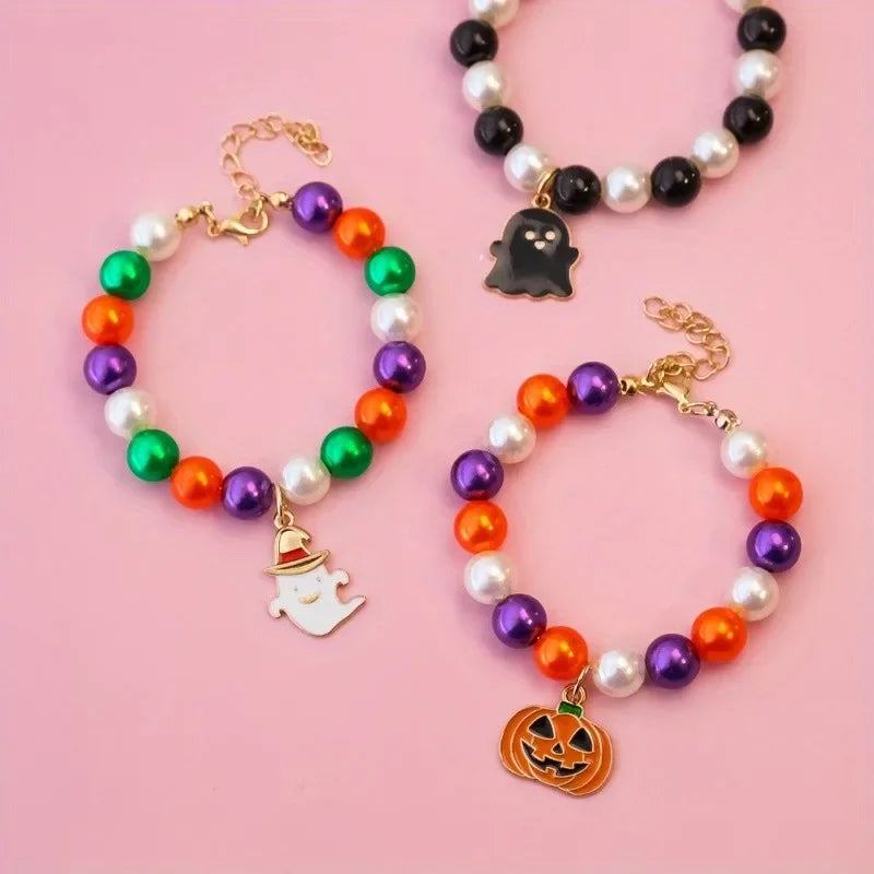 Halloween Pet Pearl Necklace ๐โจ Fancy Beaded Jewelry for Cats & Small Dogs