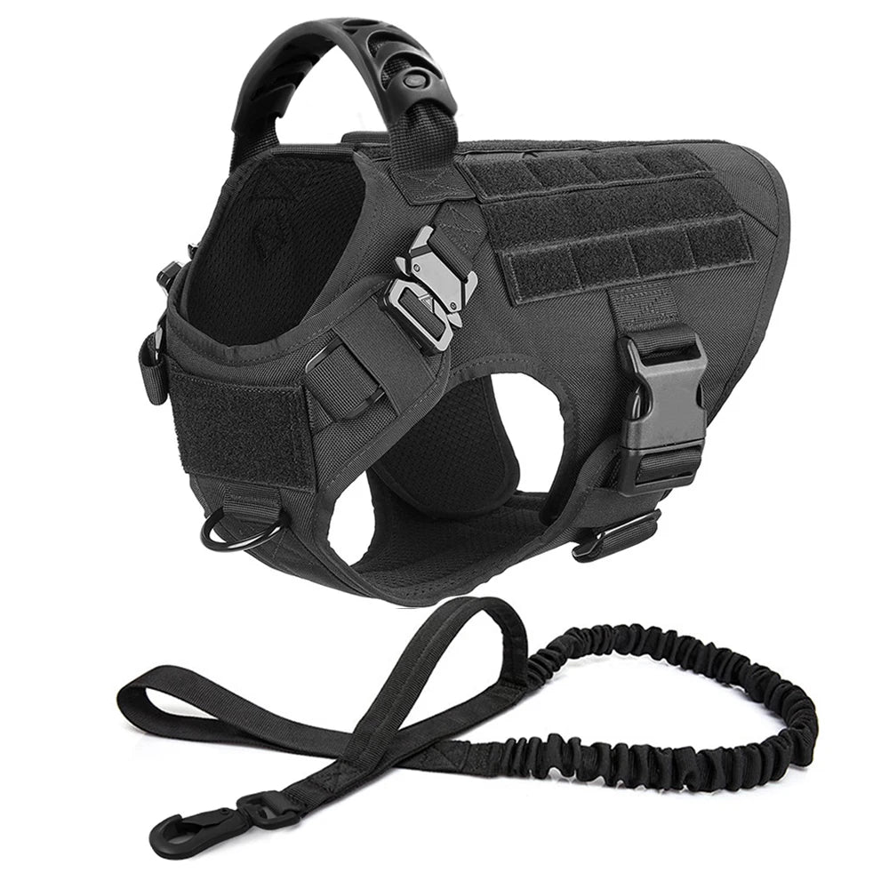 Tactical Dog Harness Set – Large Dog Vest + Leash + Collar