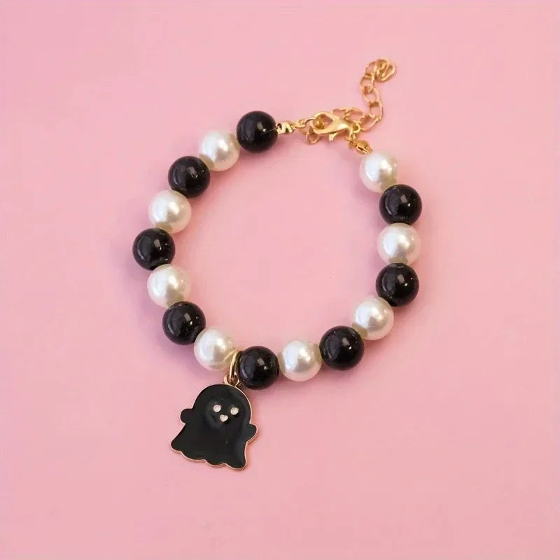 Halloween Pet Pearl Necklace ๐โจ Fancy Beaded Jewelry for Cats & Small Dogs