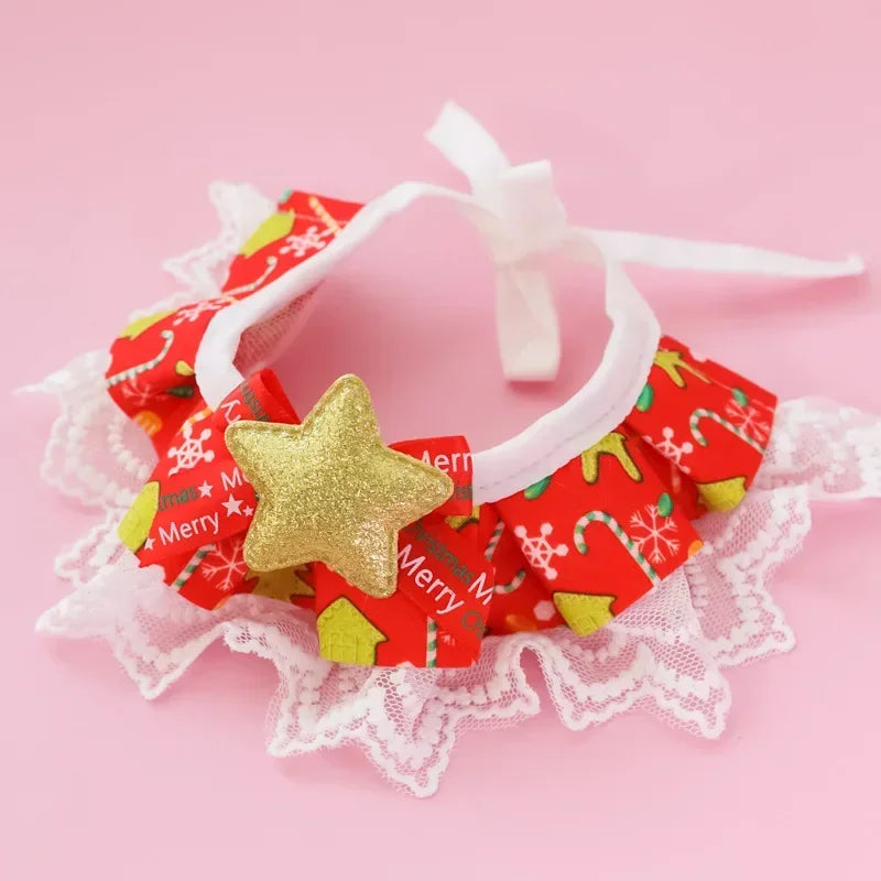๐ Christmas Pet Lace Scarf ๐ Holiday Bib for Cats & Small Dogs