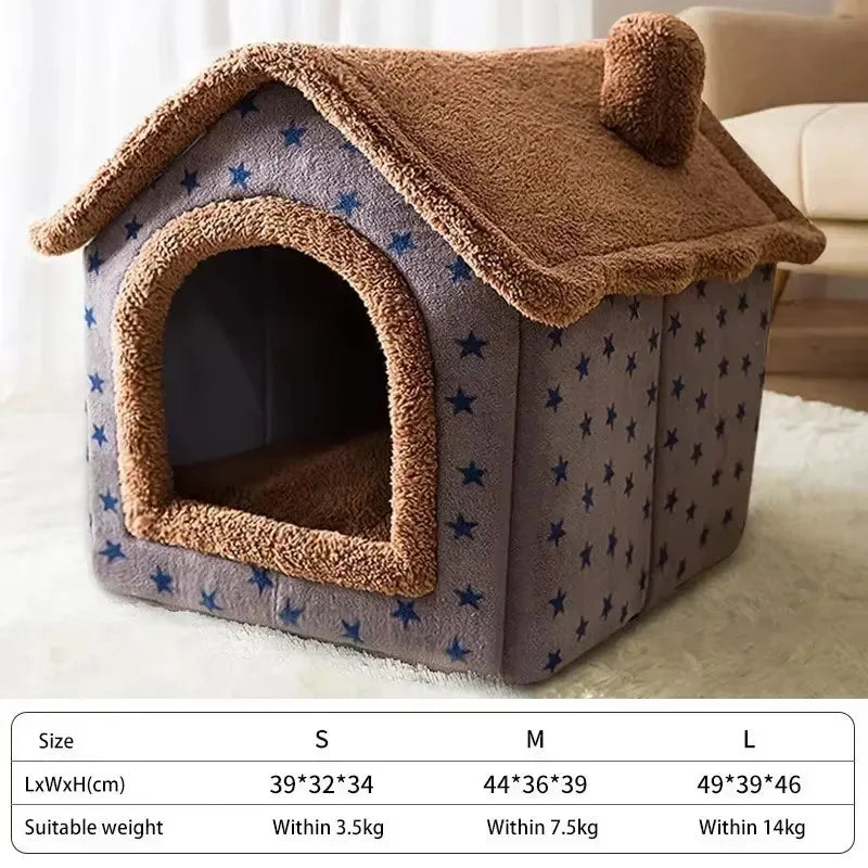 Foldable Dog House Warm Winter Pet Bed for Dogs & Cats