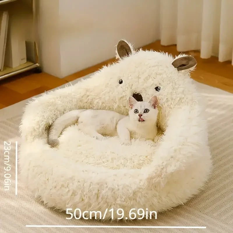 Alpaca-Shaped Winter Pet Bed โจ Soft & Cozy Detachable Nest for Small Cats & Dogs