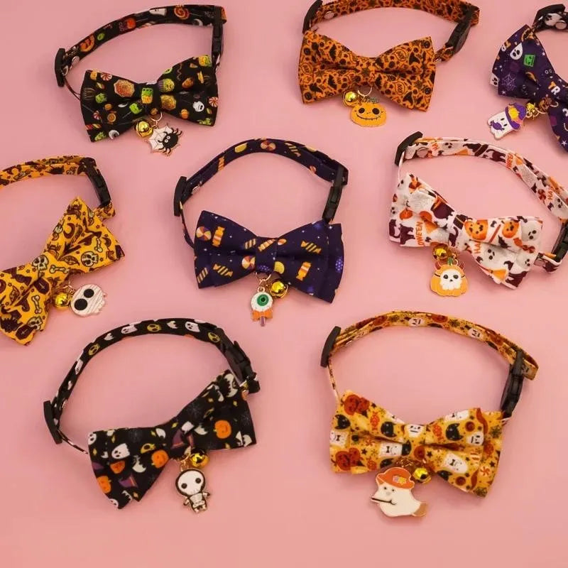 Halloween Pet Bow Tie Collar ๐ Adjustable Cat & Dog Charm Collar ๐พ