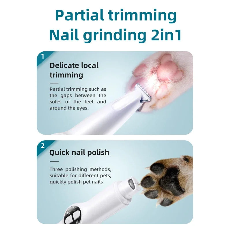 ๐พ LED Pet Nail Grinder ๐ 3-Speed Rechargeable Nail Trimmer for Dogs & Cats