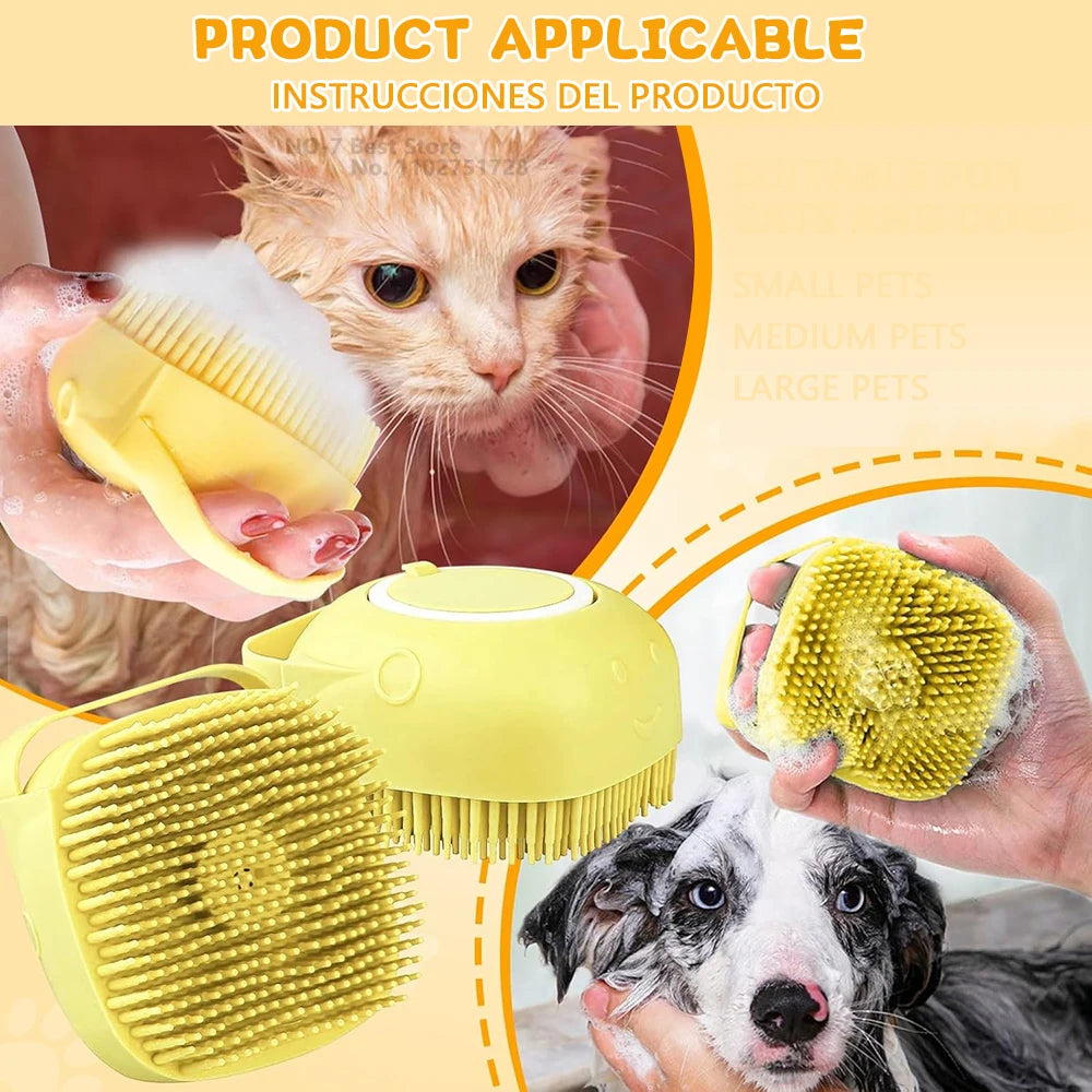 ๐ Silicone Dog Bath Brush โ Pet Shampoo Scrubber & Grooming Comb ๐พ