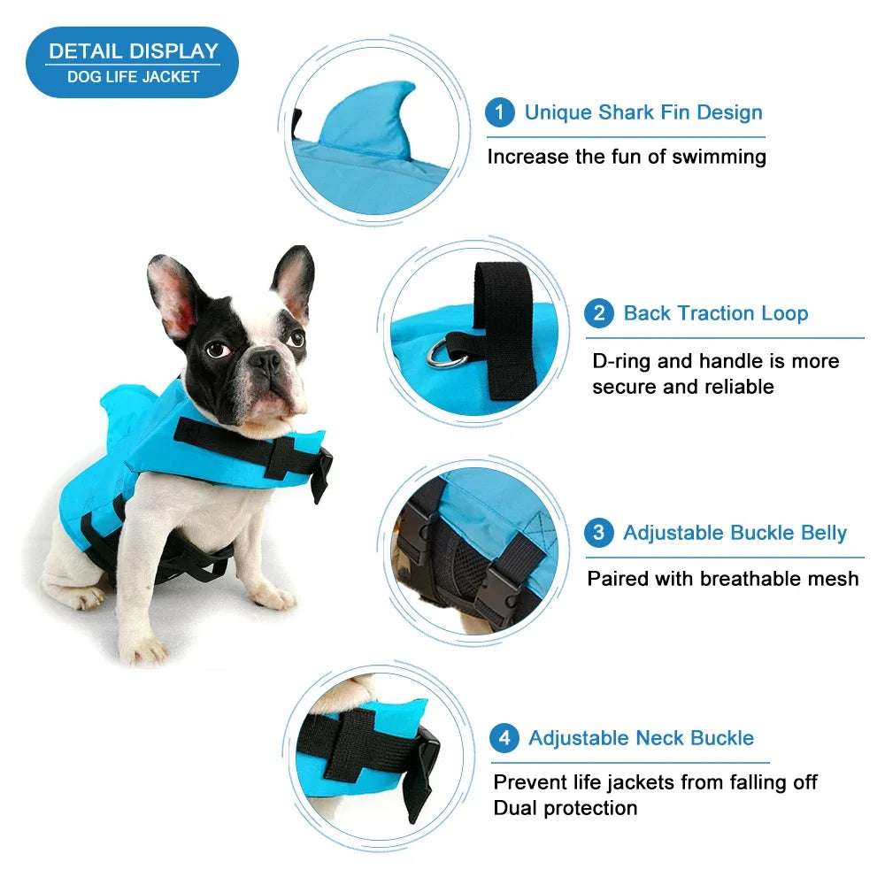 Shark Fin Dog Life Jacket ๐ฆ Buoyant Safety Vest for Swimming & Boating