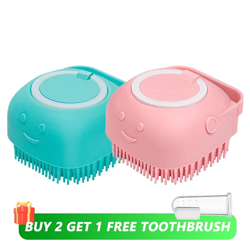 ๐ Silicone Dog Bath Brush โ Pet Shampoo Scrubber & Grooming Comb ๐พ