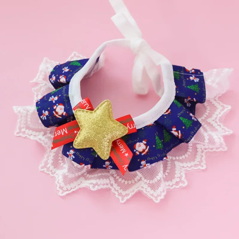 ๐ Christmas Pet Lace Scarf ๐ Holiday Bib for Cats & Small Dogs