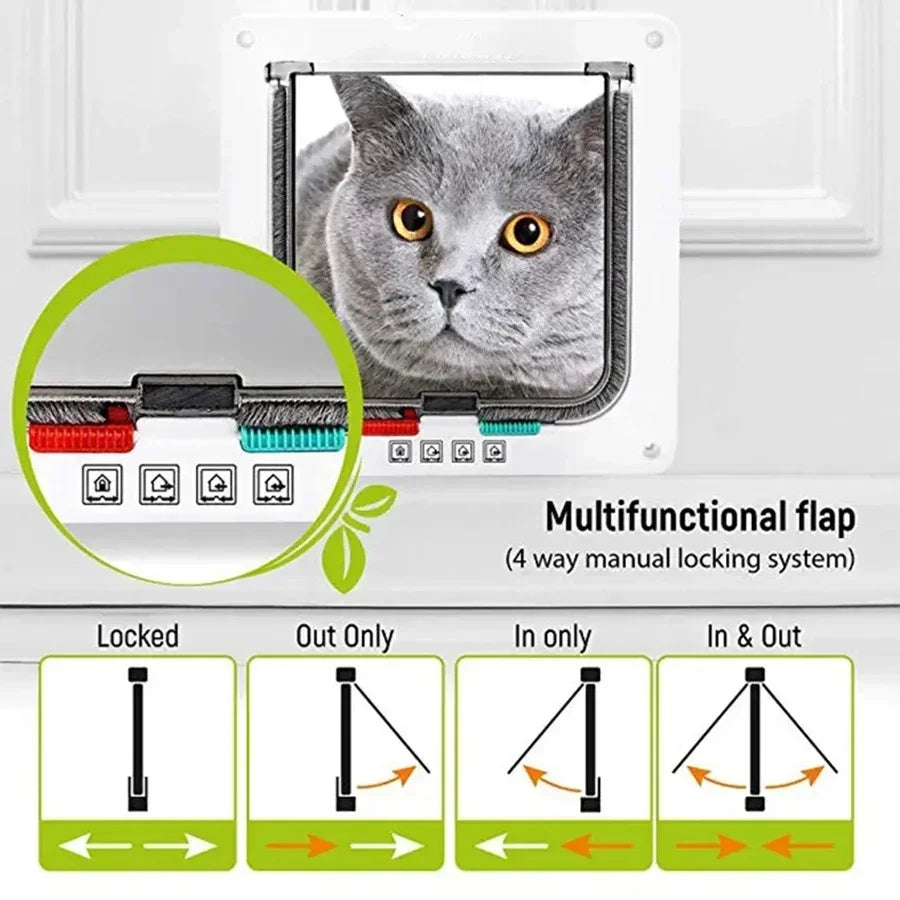 ๐ช Cat Flap Door ๐ฑ 4-Way Lockable Pet Door for Walls & Windows