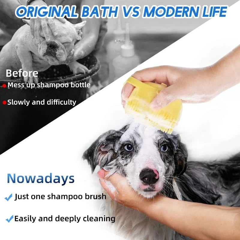 Silicone Pet Bath Brush ๐๐ถ Gentle Scrubber & Massager for Dogs & Cats
