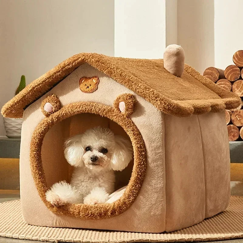 ๐ Cozy Foldable Pet House โ Warm Winter Nest for Small Dogs & Cats