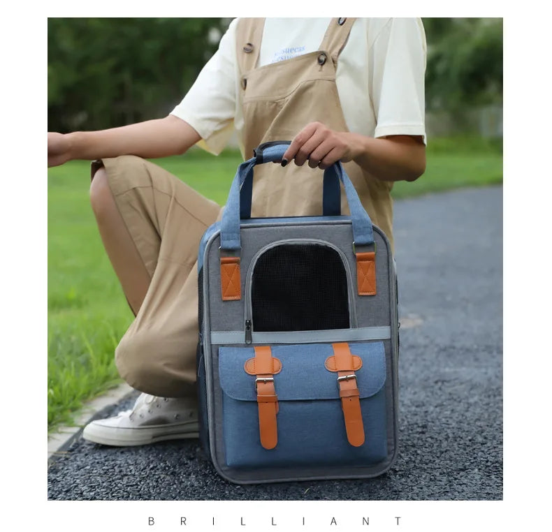 ๐ Foldable Pet Carrier Backpack ๐ โ Travel Bag for Cats & Small Dogs (Up to 10kg)