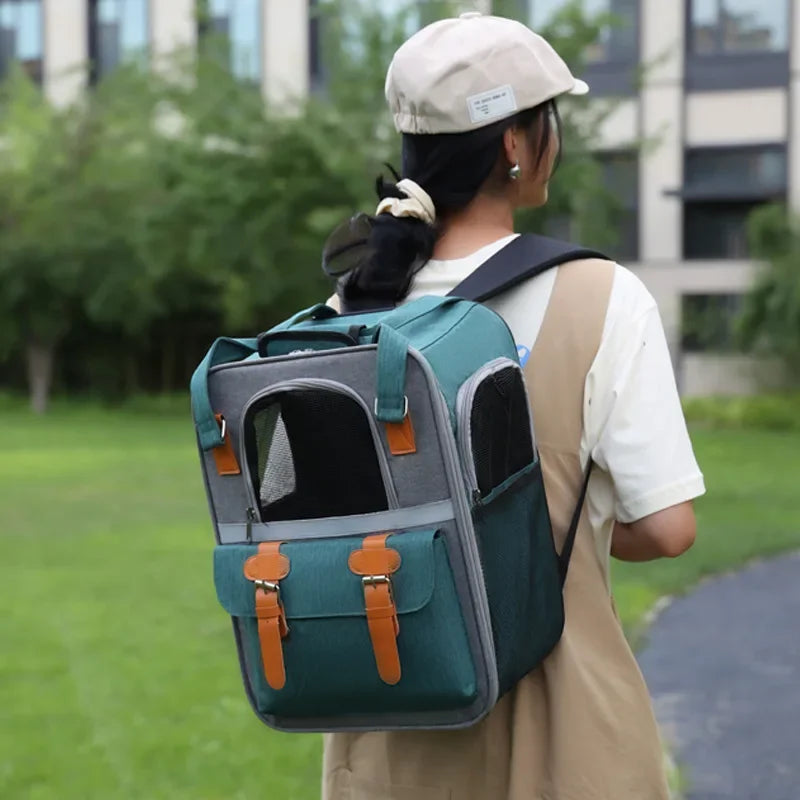 ๐ Foldable Pet Carrier Backpack ๐ โ Travel Bag for Cats & Small Dogs (Up to 10kg)