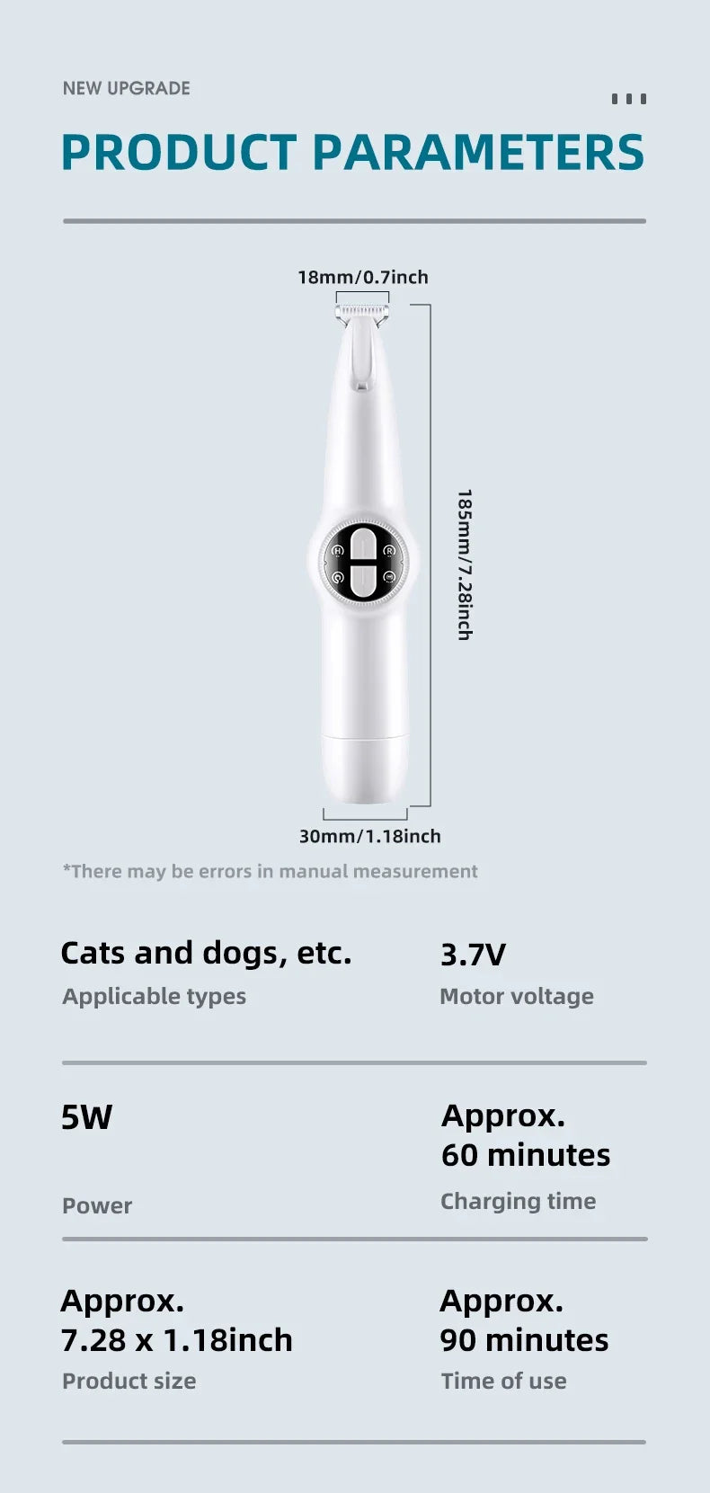 ๐พ LED Pet Nail Grinder ๐ 3-Speed Rechargeable Nail Trimmer for Dogs & Cats