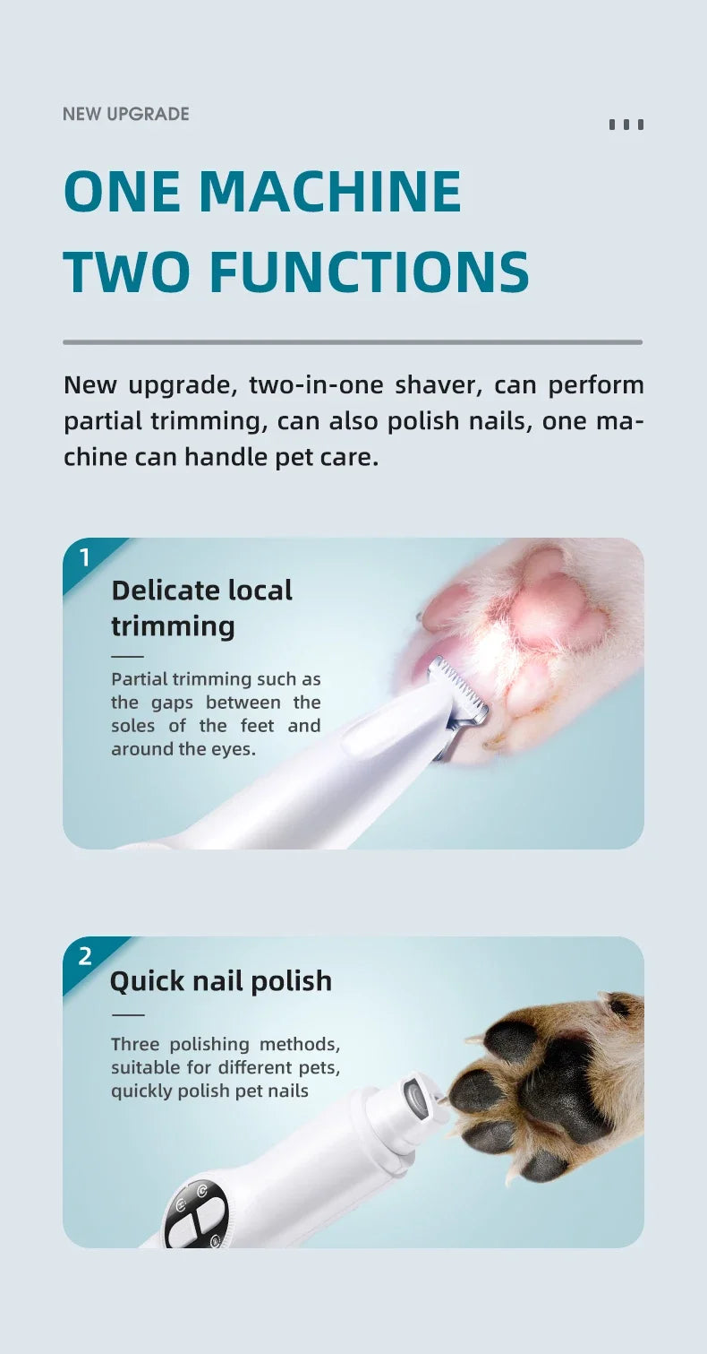 ๐พ LED Pet Nail Grinder ๐ 3-Speed Rechargeable Nail Trimmer for Dogs & Cats