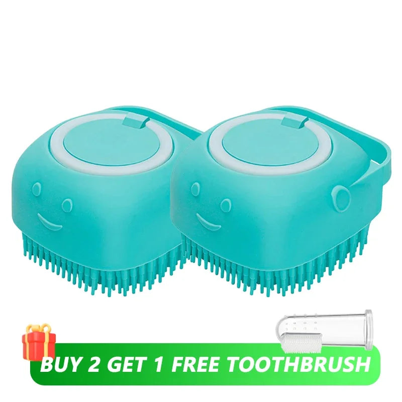 ๐ Silicone Dog Bath Brush โ Pet Shampoo Scrubber & Grooming Comb ๐พ