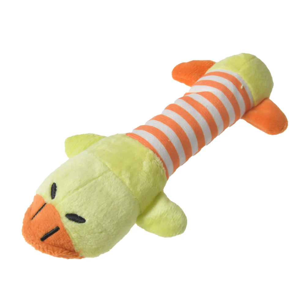Plush Dino Chew Toy – Soft Squeaky Dog Play Companion – Brown