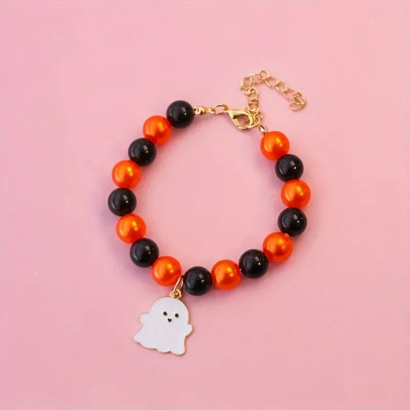 Halloween Pet Pearl Necklace ๐โจ Fancy Beaded Jewelry for Cats & Small Dogs