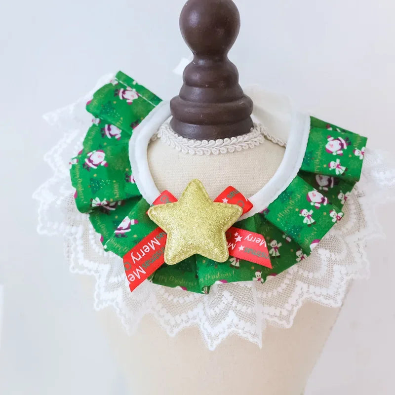 ๐ Christmas Pet Lace Scarf ๐ Holiday Bib for Cats & Small Dogs