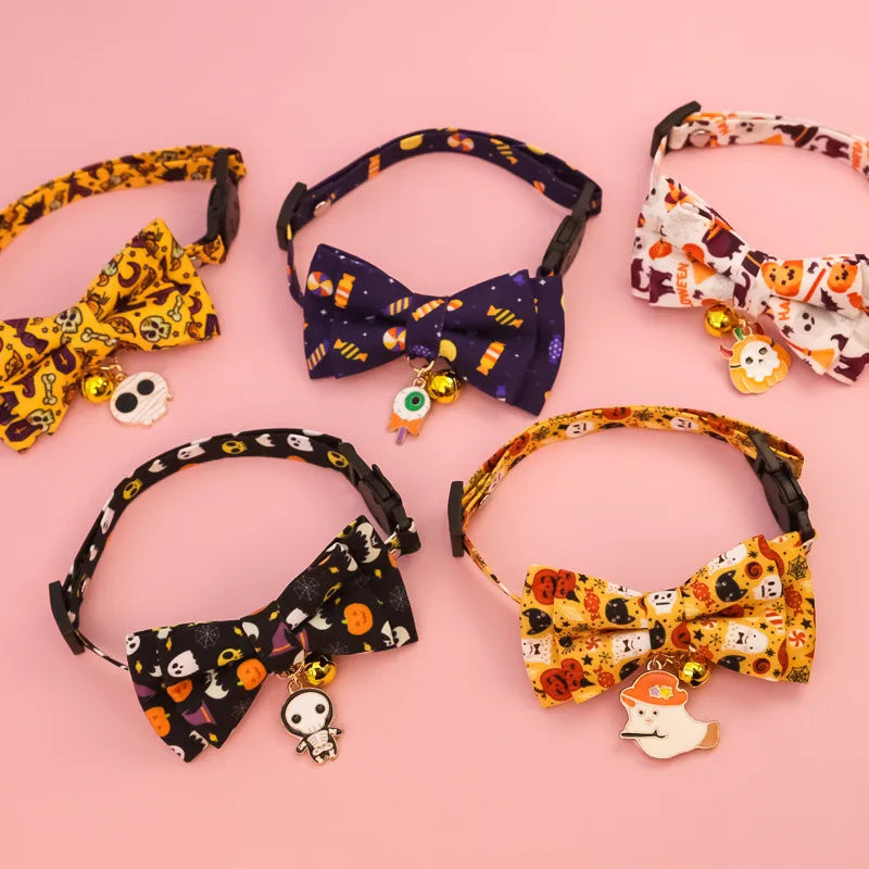 Halloween Pet Bow Tie Collar ๐ Adjustable Cat & Dog Charm Collar ๐พ