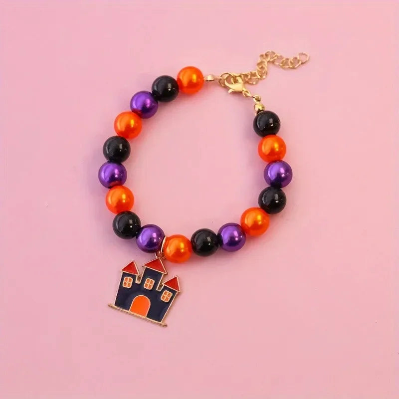 Halloween Pet Pearl Necklace ๐โจ Fancy Beaded Jewelry for Cats & Small Dogs