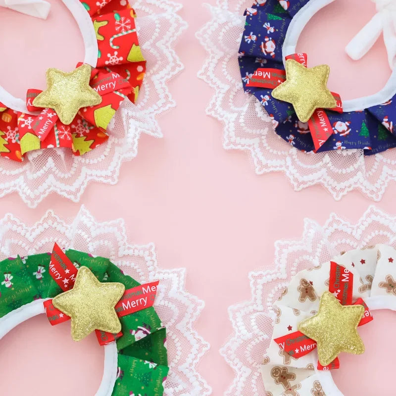 ๐ Christmas Pet Lace Scarf ๐ Holiday Bib for Cats & Small Dogs