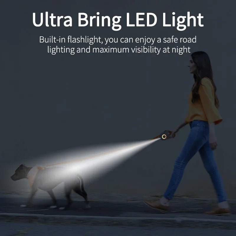 LED Dog Leash ๐ Retractable & Rechargeable Light-Up Lead (3M/5M)