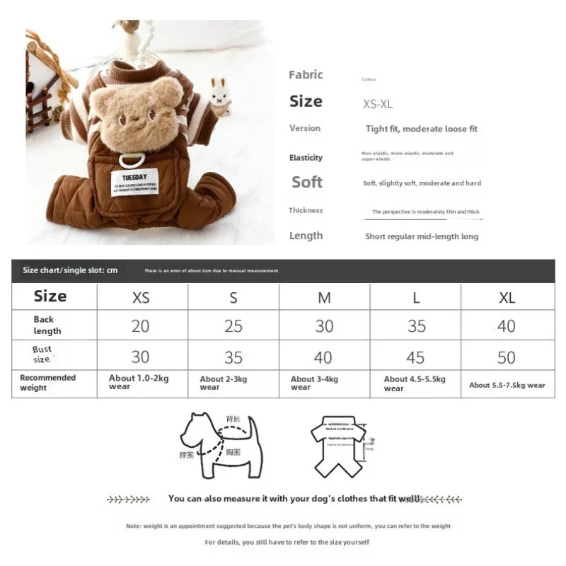 ๐ผ Panda Dog Overalls ๐พ Cozy 4-Leg Cotton Outfit for Small Dogs