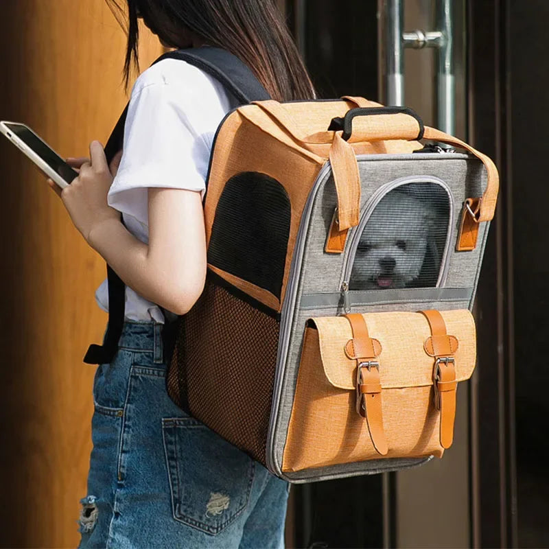 ๐ Foldable Pet Carrier Backpack ๐ โ Travel Bag for Cats & Small Dogs (Up to 10kg)