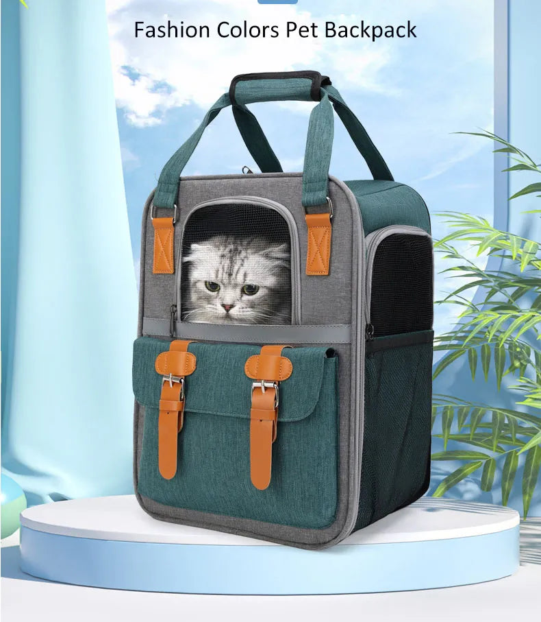 ๐ Foldable Pet Carrier Backpack ๐ โ Travel Bag for Cats & Small Dogs (Up to 10kg)