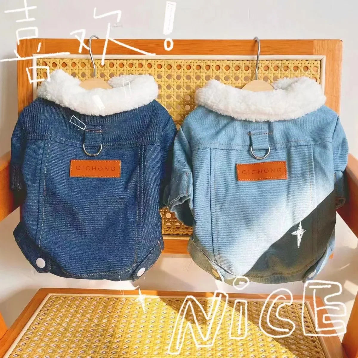 ๐ Denim Dog Jacket ๐พ Fleece-Lined Winter Coat for Small Dogs