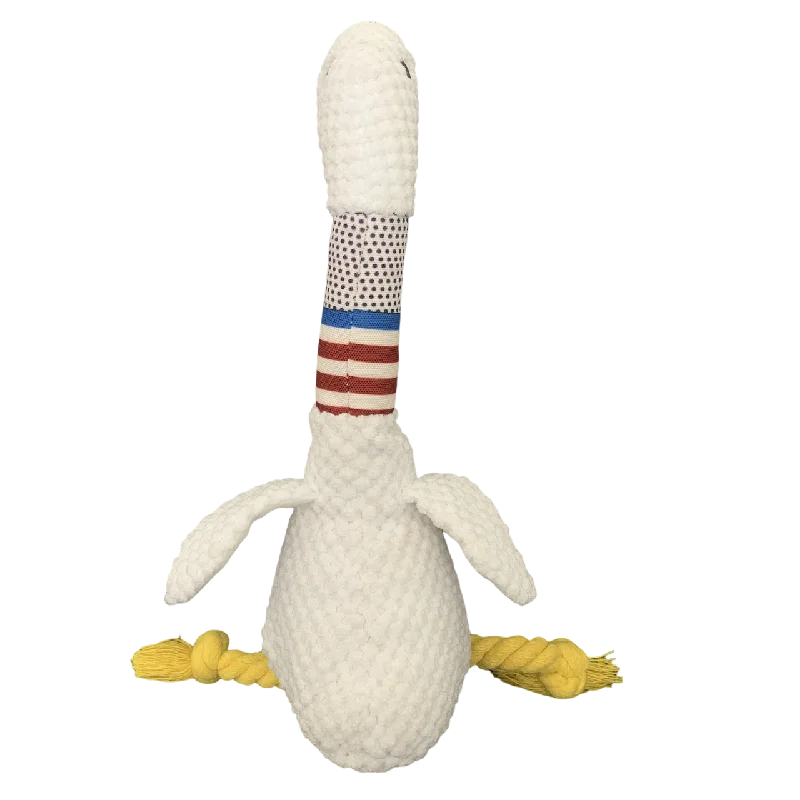 Interactive White Goose Dog Toy ๐ชฟ โ Long-Necked Plush Squeaky Chew Toy for Dogs