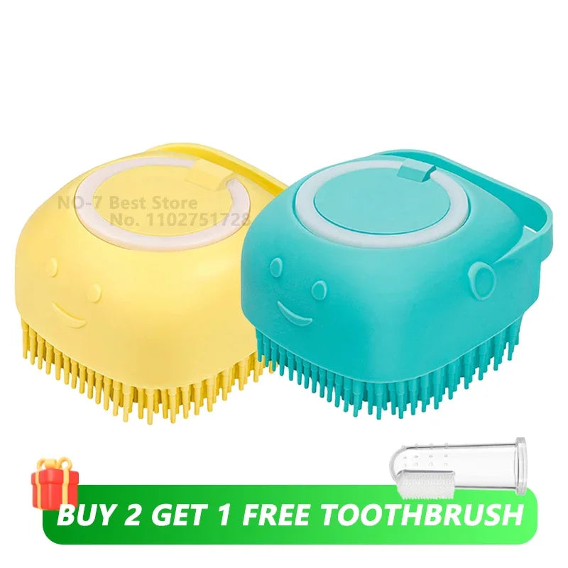 ๐ Silicone Dog Bath Brush โ Pet Shampoo Scrubber & Grooming Comb ๐พ