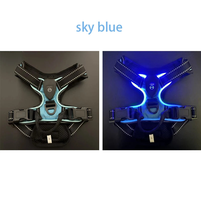 ๐ก LED Light Up Dog Harness โ Adjustable No Pull Vest for Night Walks ๐พ