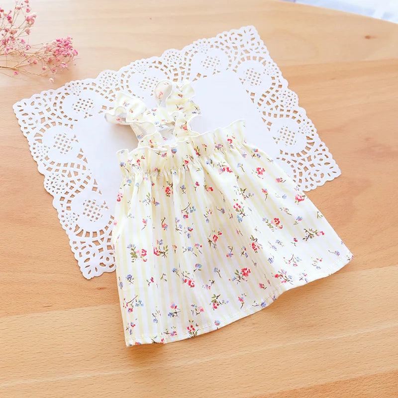 ๐ธ Cat Summer Dress ๐พ ๐ Cotton Floral Suspender Outfit for Sphynx & Small Pets