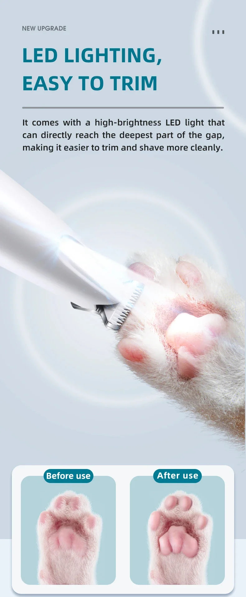 ๐พ LED Pet Nail Grinder ๐ 3-Speed Rechargeable Nail Trimmer for Dogs & Cats