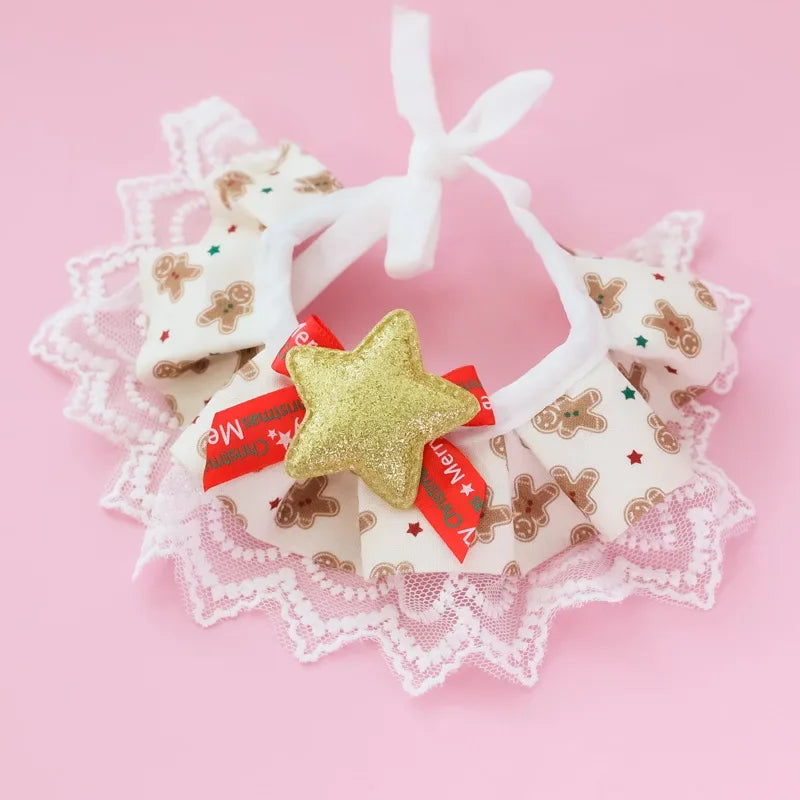 ๐ Christmas Pet Lace Scarf ๐ Holiday Bib for Cats & Small Dogs